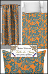 Tissu fleuri voilage Toile de Jouy fleur au mètre rideau ORANGE