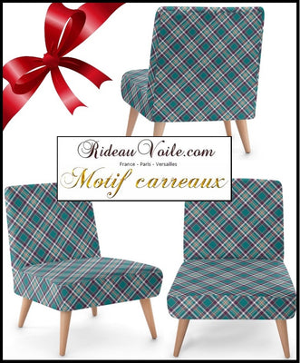 Tissu motif écossais tartan carreaux bleu au mètre rideau tapisserie