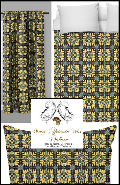 Rideau couette déco tapisserie siège tissu motif Africain au mètre