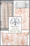 Tissu Toile de Jouy motif bateau Marin au mètre orange
