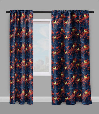 Boutique tissu déco au mètre motif oiseaux fleur rideau bleu couette tapisserie siège