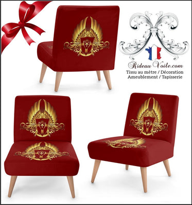 Décoration Fleur de lys tissus au mètre style rouge Empire armoiries