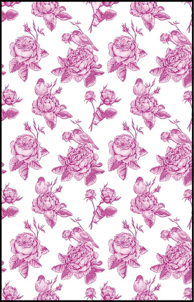 Tissu ameublement fleurs Roses oiseaux au mètre rideau couette