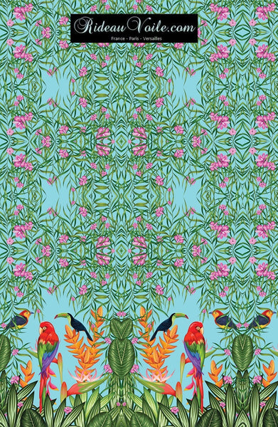 Tissu fleur oiseaux motif exotique tropical feuille au mètre rideau tapisserie siège