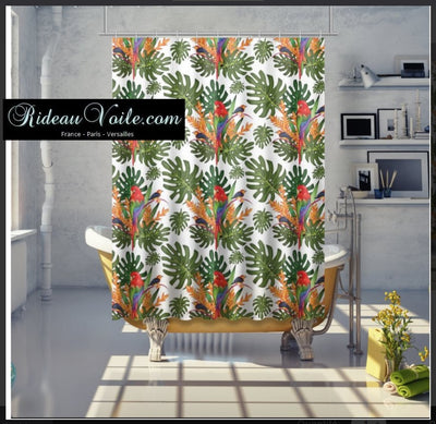 Tissu fleur oiseaux motif exotique tropical feuille au mètre rideau tapisserie siège