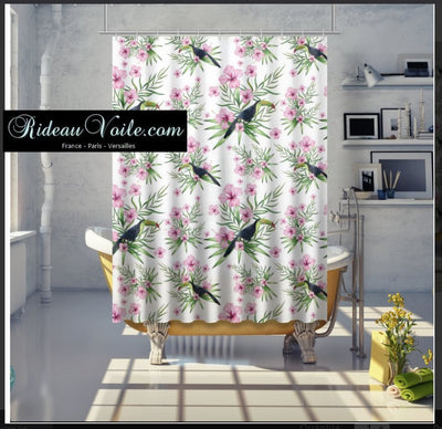 Tissus fleurs oiseaux motif exotique tropical feuille au mètre rideau tapisserie siège