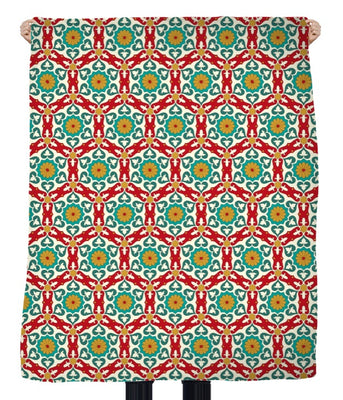 Tissu ameublement déco motif Arabe au mètre rideau couette coussin oriental vert rouge