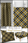 Tissu motif écossais tartan carreaux jaune au mètre rideau tapisserie
