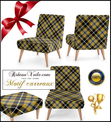 Tissu motif écossais tartan carreaux jaune au mètre rideau tapisserie