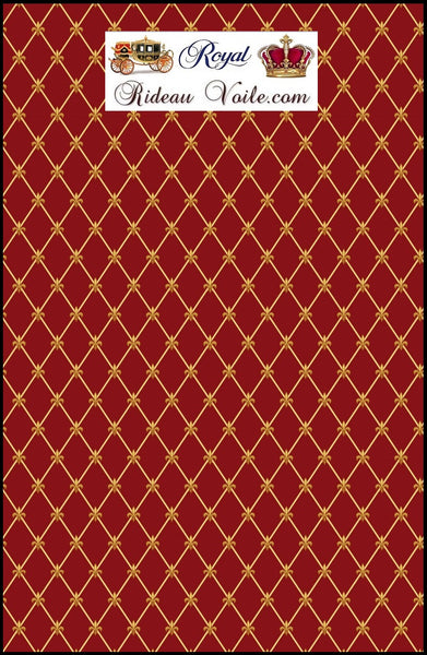 Tissu à carreaux rouge ameublement rayé au mètre motif Style Empire fleur de Lys