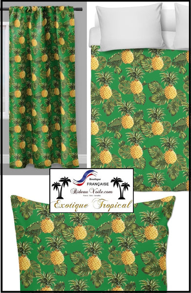 Motif Ananas tissu décoration au mètre exotique rideau couette VERT
