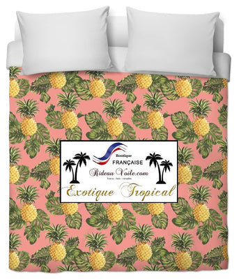 Motif fruit ananas tropical exotique rideau couette tissu au mètre Rose