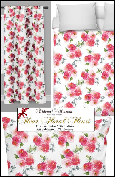 Tissu floral ameublement au mètre fleurs rideau couette fleuri