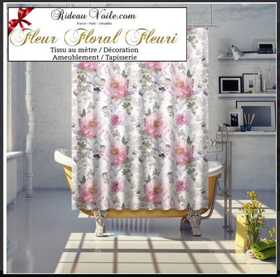 Rideau de douche boutique qualité luxe sur mesure 120 x 200 cm motif imprimé personnalisé fleuri fleur