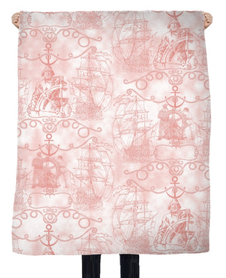 Tissu ameublement motif bateau Marin au mètre rose rideau couette tapisserie siège