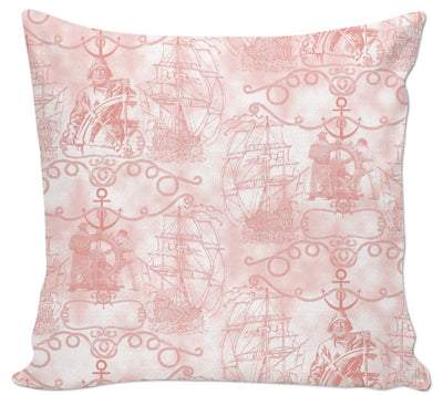 Tissu motif bateau Marin au mètre rose pastel rideau couette tapisserie siège