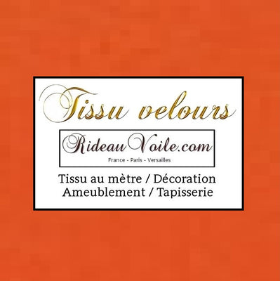 Tissu velours au mètre décoration ameublement rideau coussin orange paprika