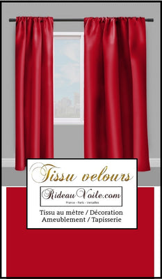 Tissu velours au mètre décoration ameublement rideau coussin rouge
