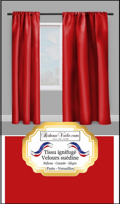 Velours luxe rouge tissu ignifugé mètre Velvet red fabrics meter fireproof curtain