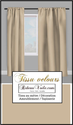 Tissu velours beige au mètre décoration rideau coussin tapisserie siège