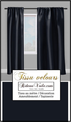 Tissu velours bleu marine au mètre décoration rideau coussin tapisserie siège
