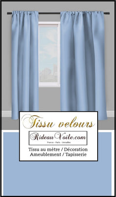 Tissu ameublement velours bleu layette au mètre rideau tapisserie siège