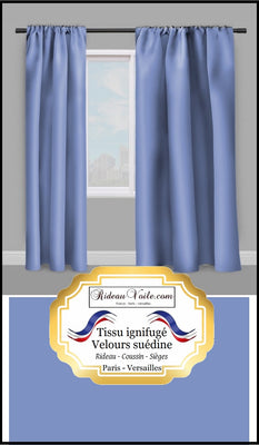 Velours ignifugé tissu mètre rideau Velvet fireproof meter bleu blue drapes