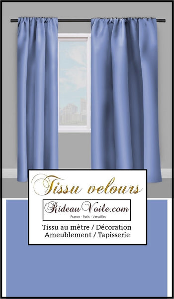 Tissu velours bleu acier au mètre décoration rideau tapisserie fauteuil siège
