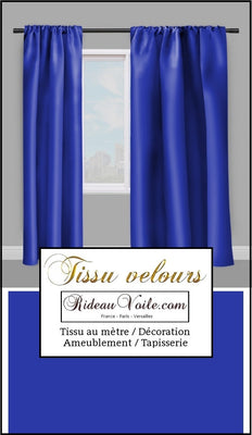 Tissu velours bleu roi au mètre décoration rideau tapisserie fauteuil siège