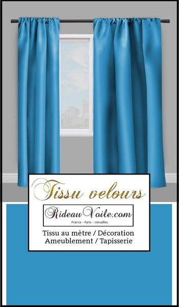 Tissu velours bleu turquoise au mètre décoration rideau tapisserie