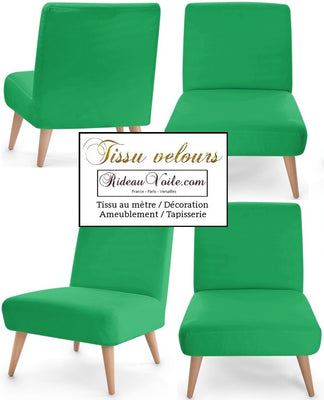 Tissu velours vert au mètre décoration rideau tapisserie fauteuil siège