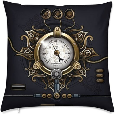 Tissu au mètre motif rouage mécanique steampunk horloge rideau coussin couette
