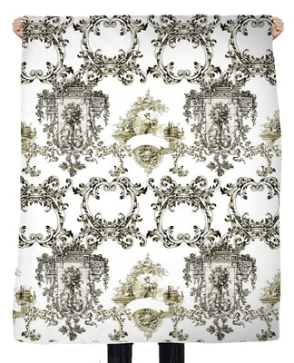 Tissu ameublement sépia Toile de Jouy au mètre rideau couette voilage tapisserie siège