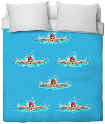 Tissu au mètre motif imprimé sport rideau coussin couette natation nageur piscine