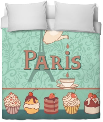 Tissu au mètre motif café Parisien Paris salon de thé pâtisserie chocolaterie rideau couette coussin