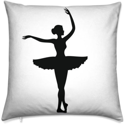 Tissu au mètre blanc motif Danseuse Classique étoile Ballet silhouette noir