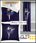 Tissu au mètre motif silhouette danseuse étoile rideau coussin housse couette