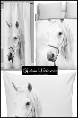 Tissu au mètre à motif imprimé cheval blanc chevaux rideau couette coussi