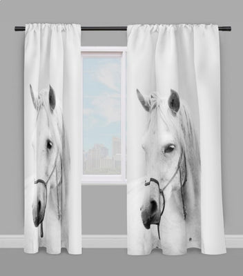 Tissu au mètre à motif imprimé cheval blanc chevaux rideau couette coussin