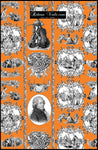 Tissu orange rideau voilage Toile de Jouy MOZART au mètre tapisserie ameublement