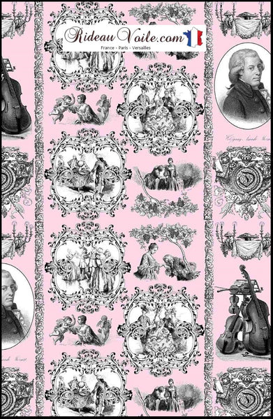 Boutique tissu à motif Toile de Jouy rose layette au mètre pour décoration d’intérieure