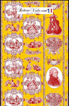 Boutique tissu à motif Toile de Jouy jaune rouge au mètre décoration d’intérieure