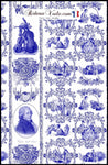 Couverture et Edredon toile de jouy bleu tissu au mètre tapisserie