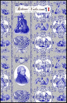 Tissu ameublement au mètre tapisserie Toile de Jouy bleu gris