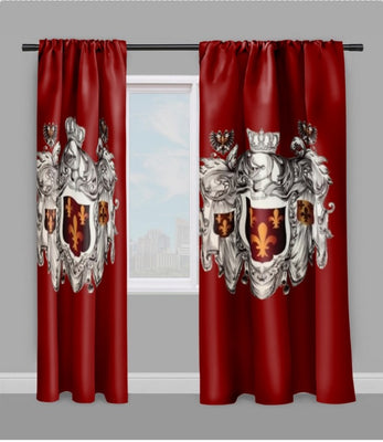 Style rouge Empire Héraldique fleur de Lys Tissu ameublement au mètre