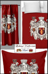 Style rouge Empire Héraldique fleur de Lys Tissu ameublement au mètre