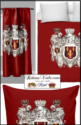 Style rouge Empire Héraldique fleur de Lys Tissu ameublement au mètre