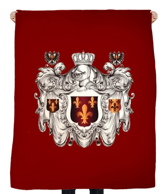 Style rouge Empire Héraldique fleur de Lys Tissu ameublement au mètre