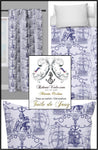 Tissu ameublement Toile de Jouy motif Marin au mètre bleu