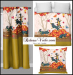 Chien animal motif chiot jeux feuilles automne rideau couette coussin tissu au mètre